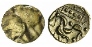 Lot 2941 - CORIELTAUVI, UNINSCRIBED (45-10 BC), 'DOMINO' AV STATER