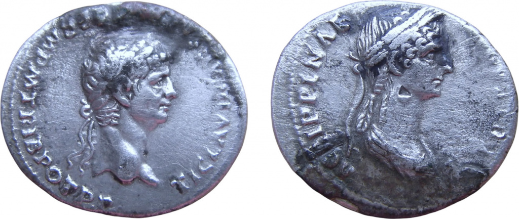 Denarius of Claudius and Agrippina