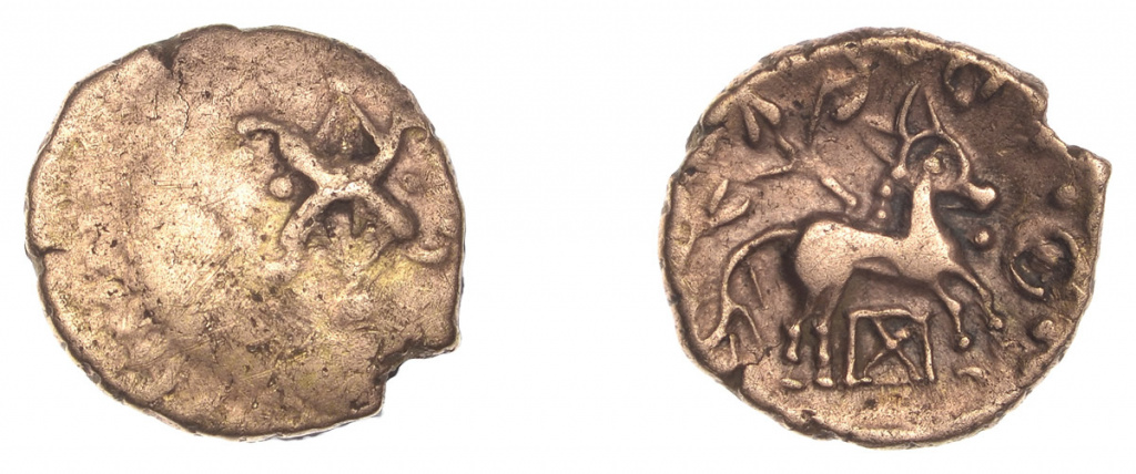 Quarter stater of the Catuvellauni, shell box