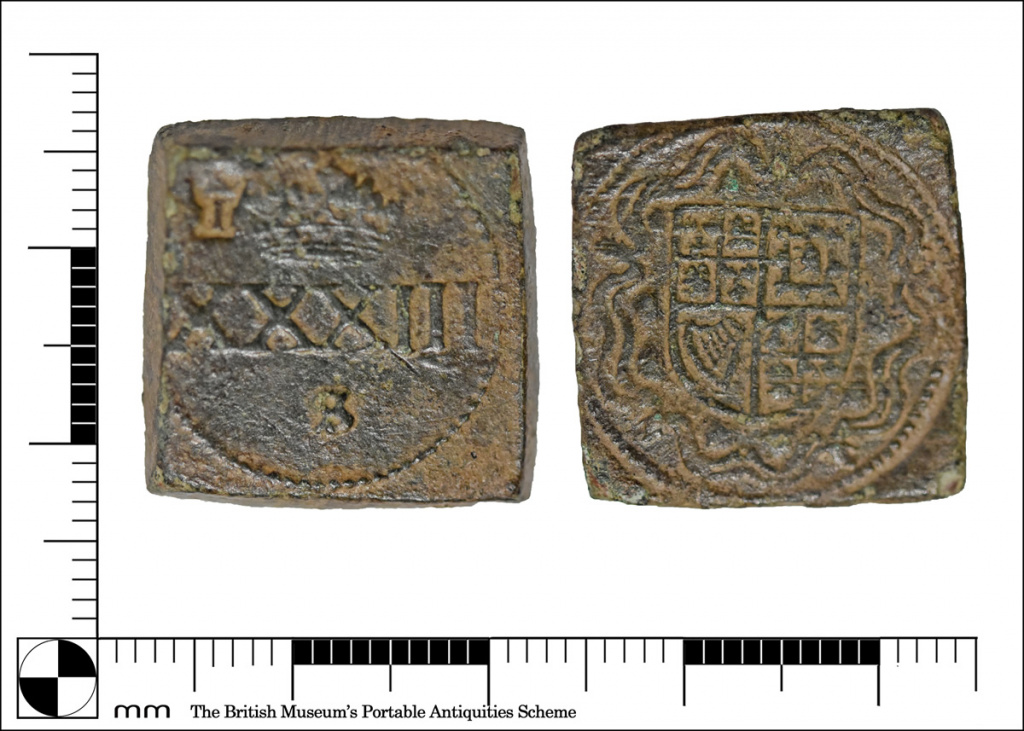Coin weight for a rose ryal of James I