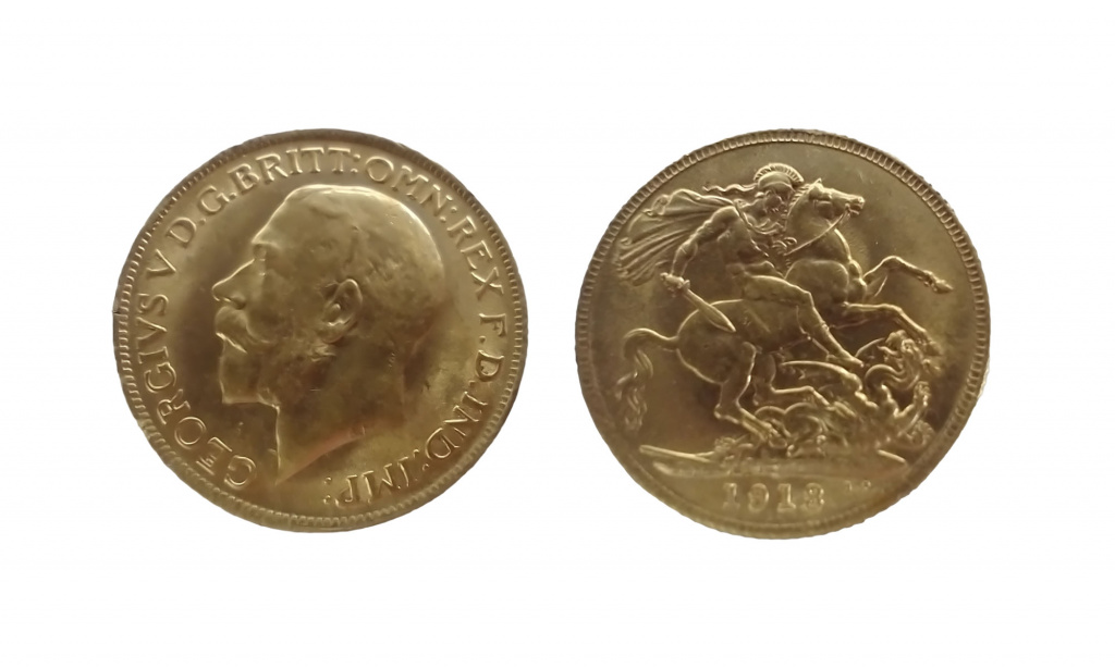Sovereign of George V and half sovereign of Victoria