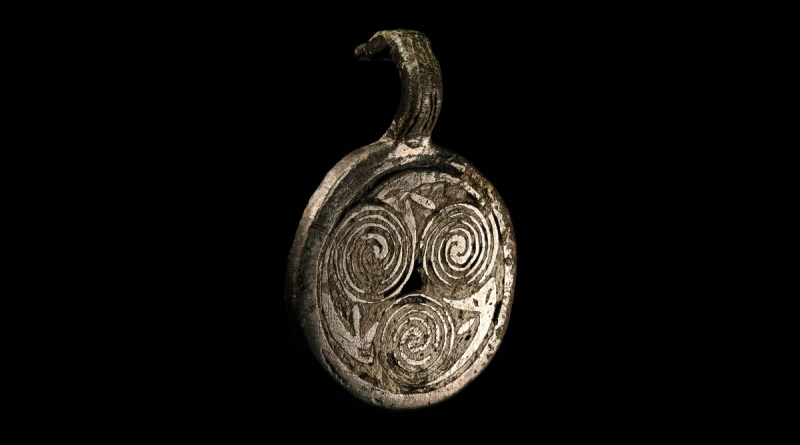 Anglo Saxon silvered hanging bowl mount
