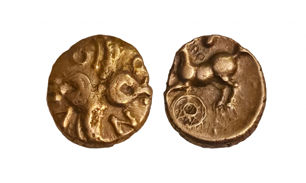 Gold quarter stater of the Catuvellauni