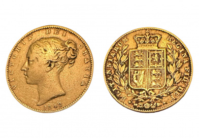 Gold half sovereign of Queen Victoria